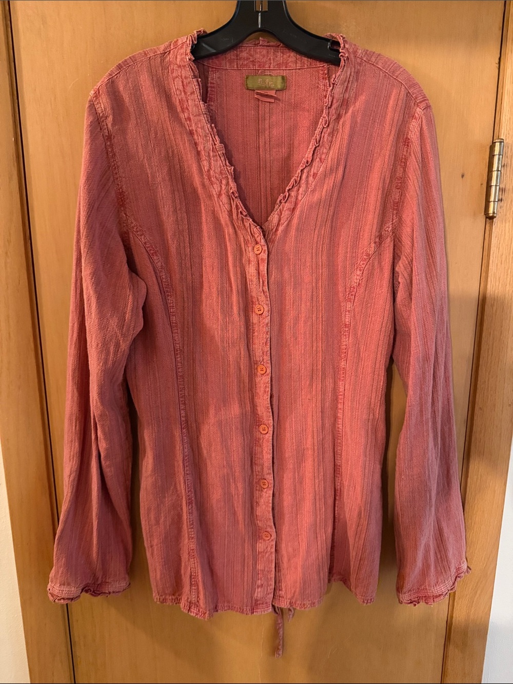 Pulp Women’s Vintage Button Down Tie Back Top Linen Rayon Pink Size Large